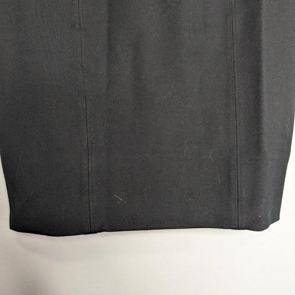 Spanx Black Stretch Slimming Pencil Skirt Double Back Slit Seam Detail Size S